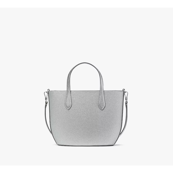 KATE SPADE SILVER GLIMMER SATCHEL SHOULDER BAG LUNAR LIGHT - Picture 5 of 6